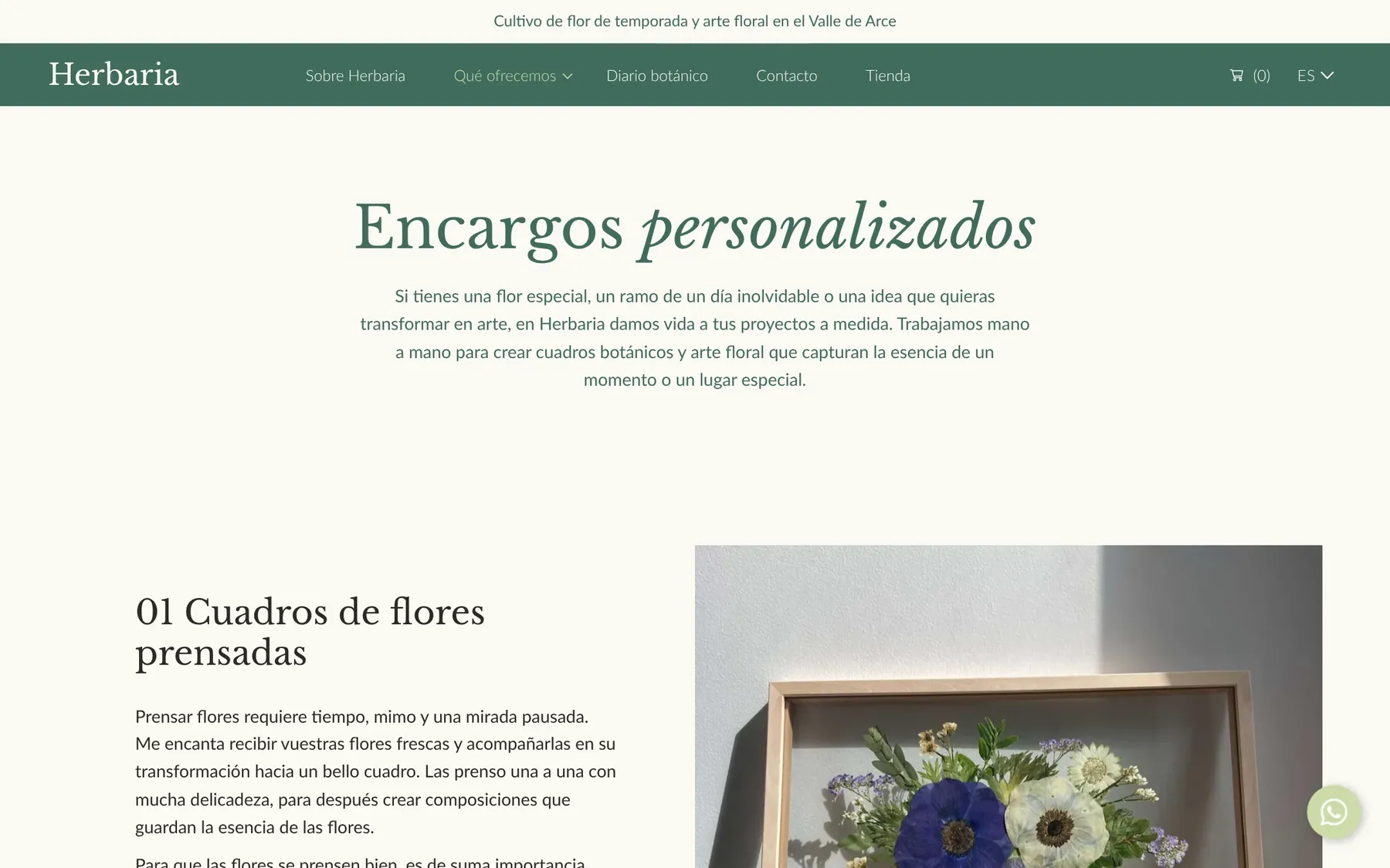 Página de encargos personalizados