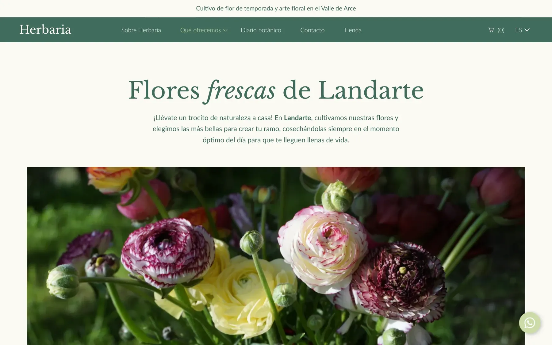 Página de Flores frescas de Landarte