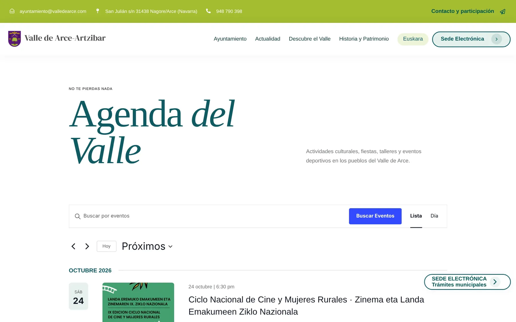 Agenda de actividades del valle