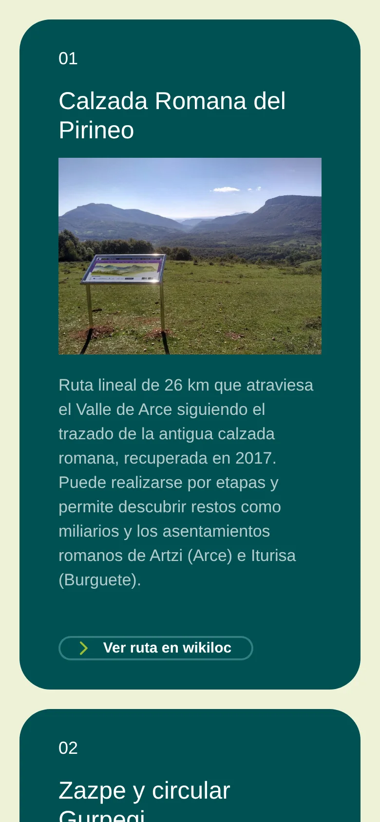 Ficha de la ruta Calzada Romana del Pirineo en móvil